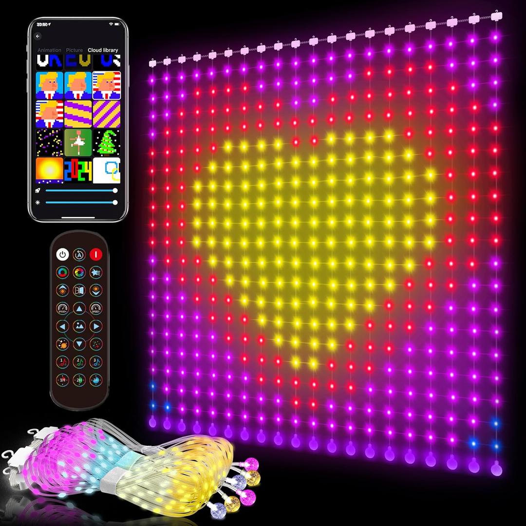 Smart Curtain Lights - 6.56 x 6.56ft American Flag Lights Outdoor App Controlled with Color Changing Optimum LED for Indoor, 4th of July, Christmas, Shop, Bar, Dynamic DIY IP65 Waterproof
