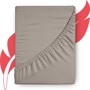 Ashton Sheets Premium 1000-Thread-Count Egyptian Cotton Twin XL Fitted Sheet Only - 16" Deep Pocket Twin XL Fitted Sheet, Easy Snug Fit, Soft Sateen Weave, Extra Long Staple Cotton XL Twin - Taupe