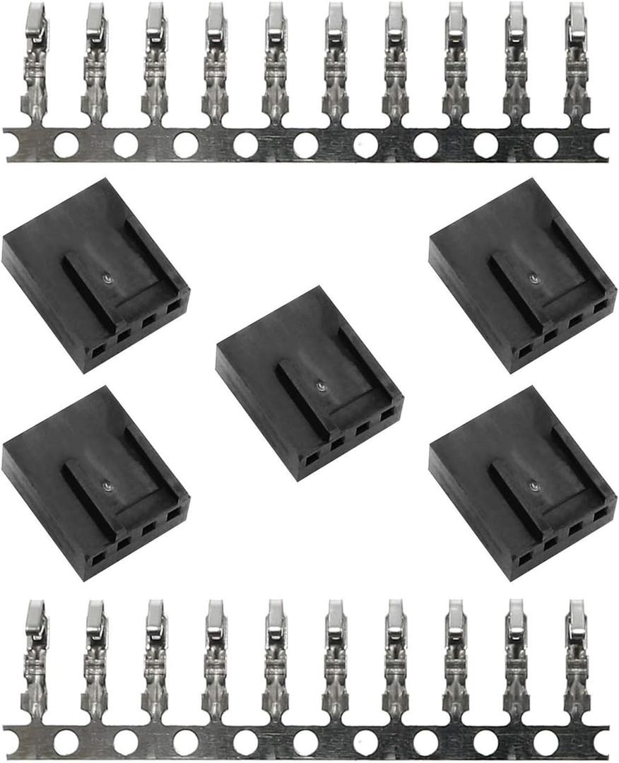 5PCS 4 Pin Terminal Crimping Female Connector Housing Black Nylon 66 Material Computer Chassis Cooling Fan Plug Interface