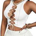 SweatyRocks Women's Cut Out Sleeveless Crop Tank Tops Crisscross Y2K Going Out Tops (S)