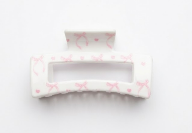 PANTIDE 1Pcs Coquette Pink Bow Hair Claw Clips for Women Girls - Cute Bow Preppy Trendy Rectangle Nonslip Banana Hair Clips, Thin Thick Short Long Curly Accessories, Birthday Bachelorette Wedding Gift