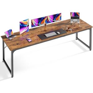 Huuger Computer Desk, 80 Inch Office Desk, Gaming Desk with Storage, Writing Desk Work Desk for Home Office, Study, Long Simple Desk, Large Legroom, Metal Frame, Rustic Brown