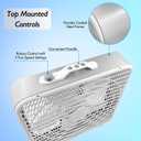 Comfort Zone Box Fan with Carry Handle, 20 inch, 3 Speed Full-Force Air Circulation Window Fan, Bedroom Floor Fan with 5 Blades, White Noise Cooling Fan, White