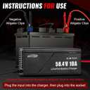 48V 10A LiFePO4 Battery Charger, 58.4V Lithium Battery Charger, Fast Charging, Over-Current and Over-Voltage Protection for 48V Lithium Iron Phosphate Batteries