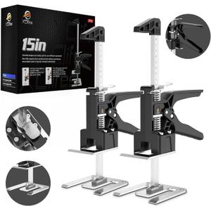 Labor-Saving Handle 2 Pack, Construction Jack, Wall Tile Locator, Multi-Function Height Adjustment Lifting Device, Door Panel Lifting Cabinet Jack, Raised 9.8 in, Pair Dynamic Load 420 LB (Black&Silver)