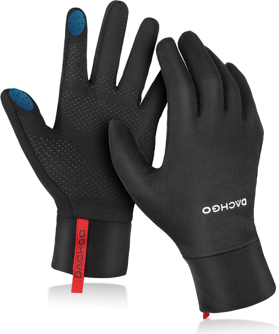 Dachgo Lightweight Touchscreen Running Gloves, Thermal Gloves Liner Warm Gloves for Cold Weather for Men Women, Perfect for Cycling Running Driving Hiking Walking Sporting (Medium)