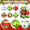 RoundFunny 12 Pcs Christmas Ball Ornaments 2.36 Inch Ornaments Glittering Plastic Hanging Decorations Elf Balls Swirl Candy Cane Peppermint Red and Green Christmas Tree Pendants for Xmas Tree Decor