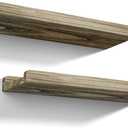 Love-KANKEI Floating Shelves Wall Mounted Set of 2,17 Inch Rustic Wood Wall Shelves for Storage, Bedroom Living Room Bathroom Kitchen Office and More Carbonized Black