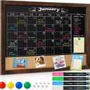 Gotideal Chalkboard Calendar 24" x 18" Chalk Board Calendar for Wall Magnetic Chalkboard Framed,Wall Mounted,Blackboard for Office,Kitchen,School,Home