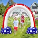 4th of July Inflatable Sprinkler for Kids, 8F * 5.5F American Flag Sprinkler Outdoor Water Toys for Kids Adults 4th of July Independence Day Summer Water Party Backyard Outside Games Activities