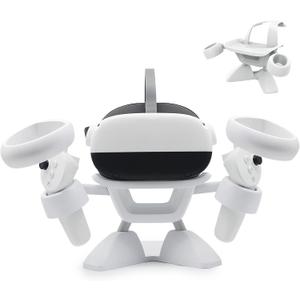 Dollox VR Stand, VR Headset Stand VR Display Holder Storage Virtual Reality Headset Desktop Display Stand for Oculus Quest 2, Quest 3/3s, Rift, Rift S, Valve Index Headsets & Touch Controllers