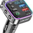 LENCENT Bluetooth 5.3 FM Transmitter Car Adapter 48W (PD30W & QC18W) Fast Charger, Light Switch, HiFi Bass Sound Audio Receiver Wireless Radio MP3 Music Player, Hands-Free Calling, Support USB Drive