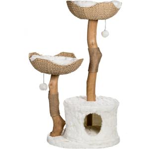 Modern Cat Tree Tower, Real Branch luxury Cat Condo, Wood Cat Tower, Cat Scratching Tree, Cat Condo, Cat Lover Gift, Luxury Cat, Cat Gifts by Mau Lifestyle (White)