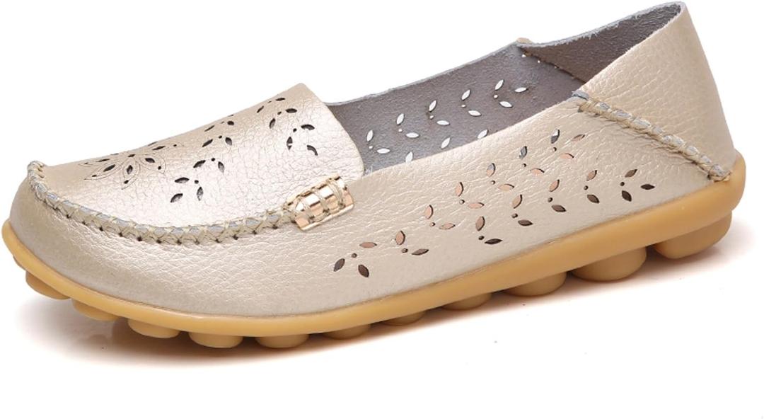 VenusCelia Women's Comfort Walking Boat Shoe (11, Gold(cutout))