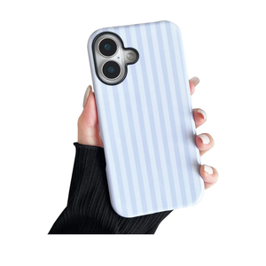 Jusy Compatible with MagSafe Striped Phone Case for iPhone 16, Cute Aesthetic Magnetic Soft TPU and Hard PC Protective Phone Cover for Women Girls (Matte)  Blue and White