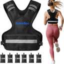 Adjustable Weighted Vest for Women and Men, 11-20lb Weight Vest with 6 Ironsand Weights, Body Weight Vest Exercise Set with Reflective Strip for Strength Training and Workout