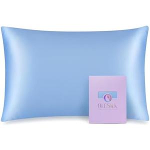 OLESILK 100% Mulberry Silk Toddler Pillowcase for Hair and Skin, Both Sides 19 Momme Pure Natural Silk Travel Pillow Cases with Hidden Zipper, 13"x 18", Light Blue