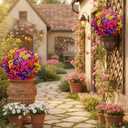 12-Pack Fake Mums Plants Artificial Fall Flowers for Outdoor Indoor Porch Yard Garden Decor, Faux Flower Daisy with Eucalyptus Leaves Boxwood Porch Patio (Daisy-4 Colors Mixed)