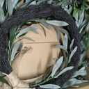 22" Heart Shaped Artificial Olive Leaf & Fruit Wreath Realistic Green Olive Branches with Spring Floral Accents Farmhouse Wall Door Wedding Arch Window Hanging for Indoor Outdoor