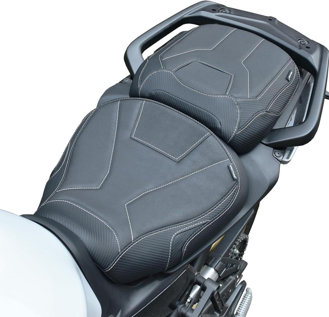 Motorcycle Rider & Passenger Comfort Seat Fit for Yamaha Tracer 9/GT 2021 2022 2023 2024, Front Rear Solo Saddle Back Cushion Pillion Pad, Black
