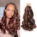 French Curl Braiding Hair 12 Inch Brown Curly Braiding Hair 8 Packs Pre Stretched French Curl Braids Loose Wavy Synthetic Hair Extensions for Black Women (12 inch 8 packs #33)