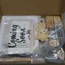 9 Pcs Pregnancy Announcement Set Pregnancy Reveal Ideas Felt Letter Board Baby Bodysuit Booties Photo Frame Bear Plush Wood Blocks for Coming Soon Baby Announcement(Black)