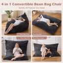 Bean Bag Chair, Giant Bean Bag Chair, 4 in 1 Convertible Beanbag Chairs for Adults with Removable Cover, Memory Foam Floor Cushions, Living Room, Bedroom, Dark Grey