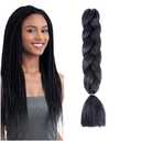 Braiding Hair Black Braid Hair Extensions for Box Braids Hot Water Setting High Temperature Synthetic Fiber (1B-1Pack)