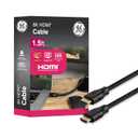 GE UltraPro 8K HDMI 2.1 Cable with Ethernet, 1.5ft, Ultra High-Speed 48Gbps, Supports 8K@60Hz, 4K@120Hz, HDR, eARC, Dolby Atmos, Braided Black, 84679