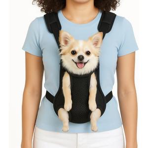 Inspack Dog Backpack Carrier/Cat Carrier, Adjustable Pet Front Carriers Travel Bag for Puppy Medium Dogs, Legs Out, Soft Ventilated Dog Chest Carry Backpacks for Hiking/Camping, 2.5-4 lbs, Black