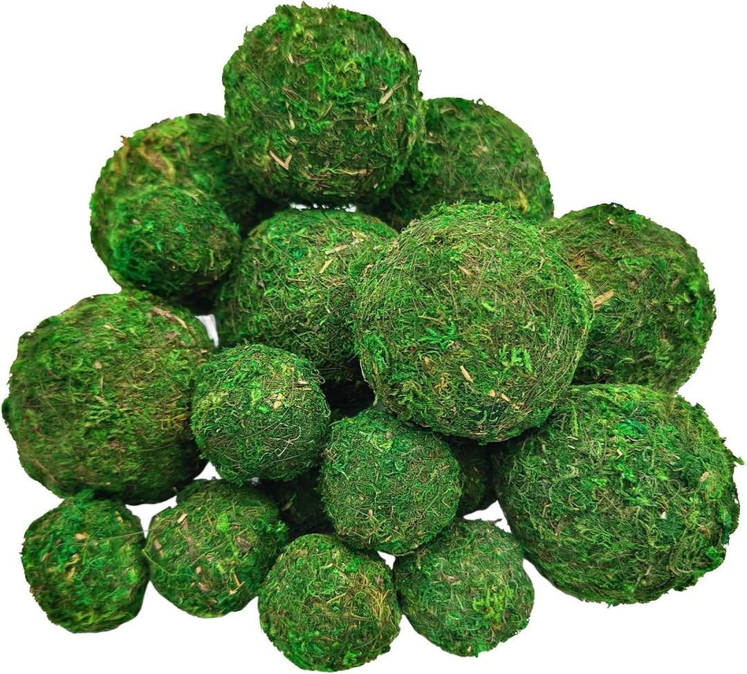 16 Pcs Moss Balls Set - 8x3.15" + 8x1.6" Handmade Green Moss Balls for Home Dcor, Vase Fillers, Decorative Balls for Bowls, Garden Crafts, DIY Art & Wedding Displays | Decorative Balls Centerpieces