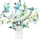 5 Pcs DIY Butterfly Decorations 5 Butterfly Branches with 30 Fake Butterflies for Crafts Faux Stems for Vase Filler Bouquets Home Decorations Garden Office Table Decor (Green)