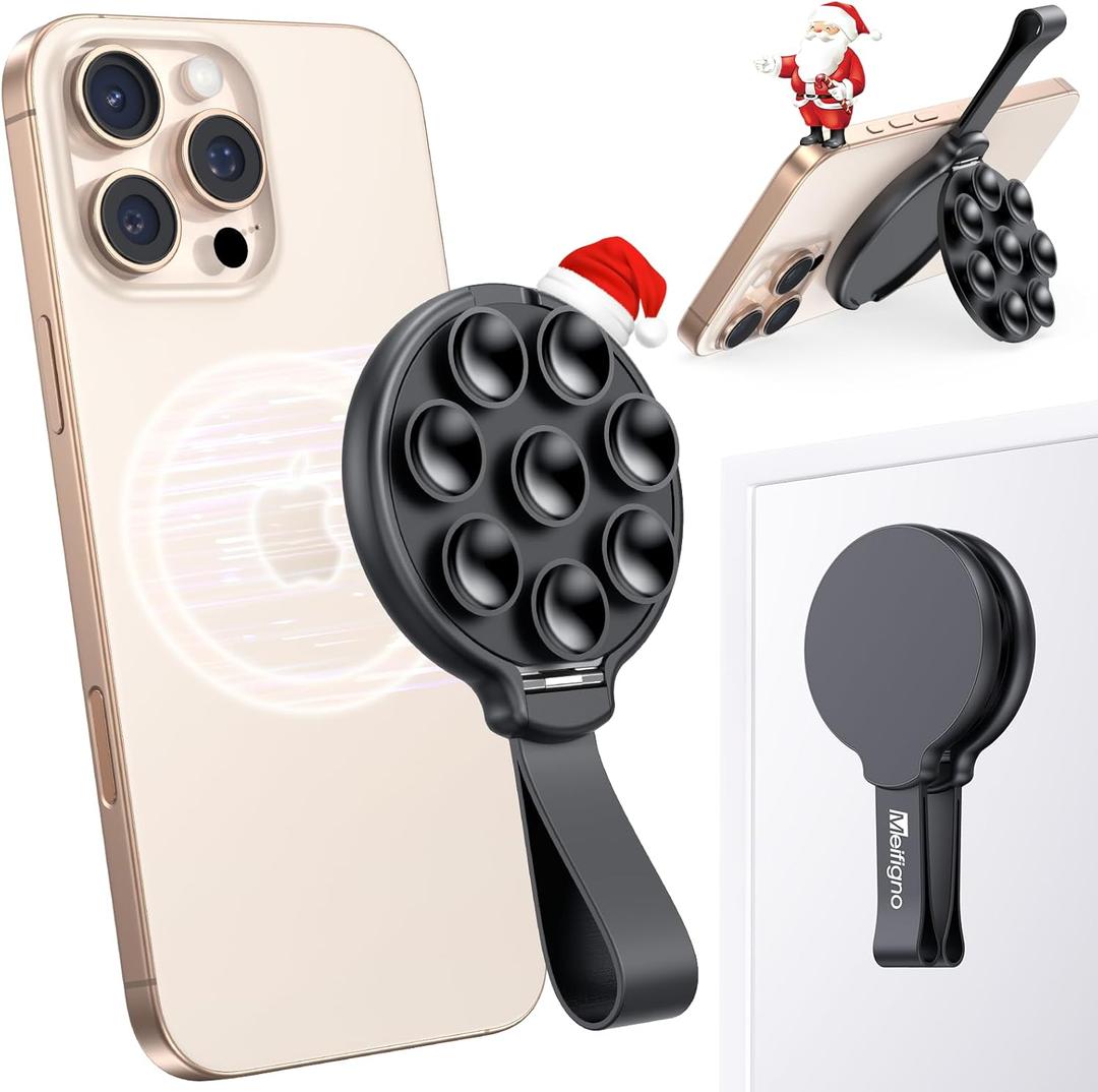 5 x Magnetic Suction Phone Mount for MagSafe Case, Silicone Suction Cup Stand Grip Holder, Designed for iPhone 16 Pro Max/15/14/13/12 Series, Hands-Free Selfie/Video for Content Creator/Influencer, Black