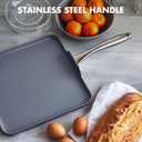 GreenPan Lima Hard Anodized 11" Square Griddle Pan, Ceramic Nonstick, PFAS-Free Nontoxic Pots and Pans, Oven & Broiler Safe, Stainless Steel Handle, Cookware for Eggs & Omelet, Gray