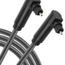 90 Degree Optical Cable for Soundbar to TV, Dual Right Angled Toslink Plug Digital Optical Spdif Audio Cable for Home Cinema, Stereo System (3m / 9.84ft)