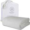 Threadmill Luxury Cotton Blanket for Queen Size Bed | All-Seasons Breathable Oeko TEX 100% Cotton Queen Blanket | Cozy, Soft Fall Thermals fits Full Size Bed, 90x92 inches | Light Grey