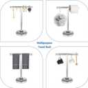 RUMOSE 13 Inch Polished Chrome Towel Stand Hand Towel Holder Bathroom Kitchen Vanity Countertop T-Shape Towel Rack Free Standing Stainless Steel Towel Bar Towel Ring