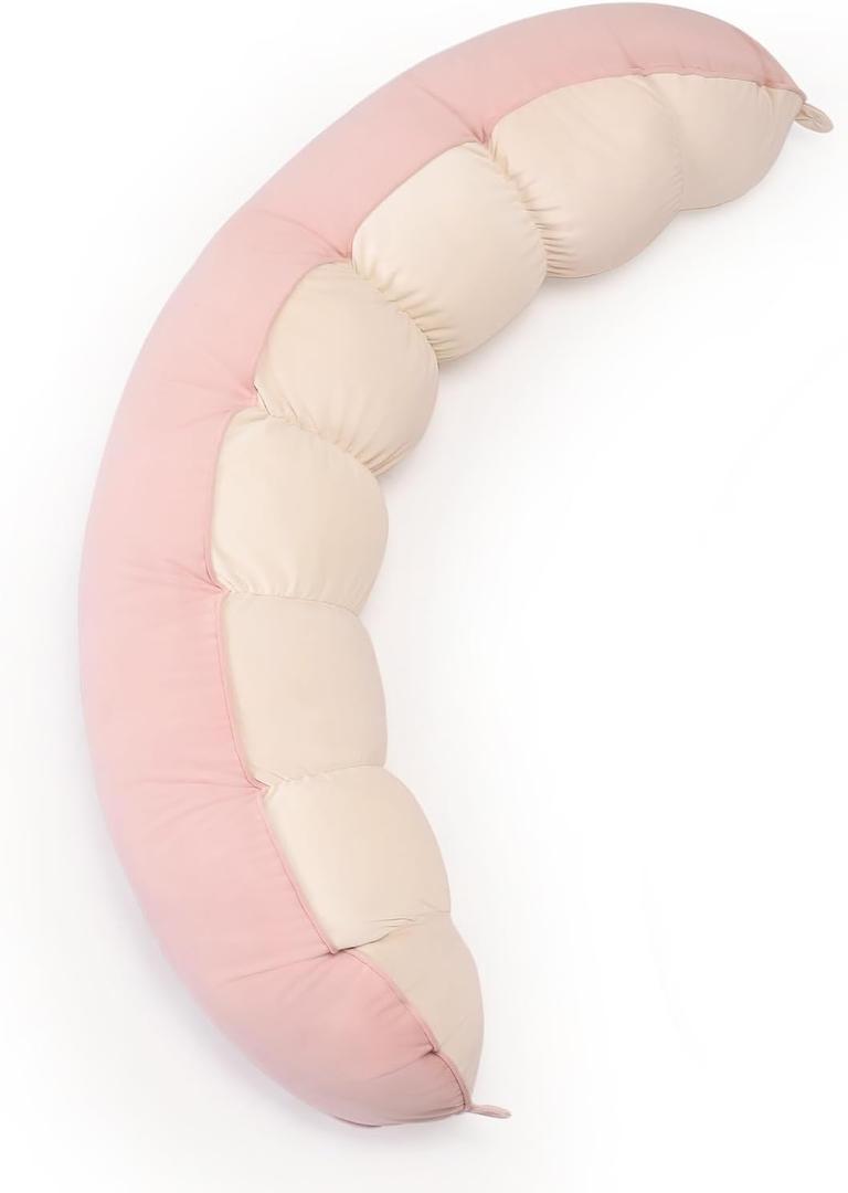 Peallow(Pat. Pend) Long Round Body Pillow for Adults, Bolster Pillow for Sleeping, Soft and Supportive Pillow for Sleeping & Lumbar Support,Blush Pink