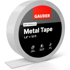 GAUDER Self-Adhesive Metal Tape | Thin Metal Strips for Magnets, Tonies Figures & Shelves | Ferrous Tape (10 ft)