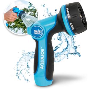 Aqua Joe AJHN102 Heavy-Duty Metal Multi-Function Hose Nozzle with Smart Throttle and 7 Sprayer Patterns