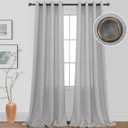 KOUFALL Grey Bronze Grommet Linen Blend Sheer Curtains for Living Room 52x96 Inch Length (52"W x 96"L (Pack of 2))