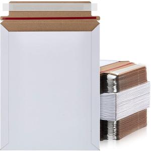 Fainne 7 x 9 Inch Rigid Mailers Kraft Cardboard Envelope Bulk Self Adhesive Flat Shipping Bag for Office Mailing Document Photo Letters Packaging Supplies (White, 200 Pcs)