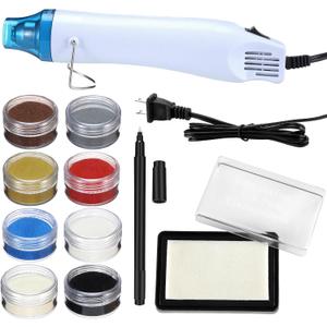 Lanties Embossing Kit with Heat Tool Bundle, 8 x 10ml Embossing Powders, Clear Embossings Pen and Ink Pad, Complete Embossings Kit for Starter Crafts