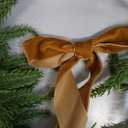 Luinabio 2.6ft Christmas Mirror Garland Artificial Norfolk Pine Swag for Mirror with Velvet Bow Faux Greenery Garlands Christmas Wreath for Xmas Home Door Mailbox Indoor Fireplace Decor(Light Brown)