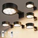 VOLISUN Picture Lights for Wall, 4000mAh Rechargeable Picture Light Battery Operated, 3 Color Temperatures Cordless Picture Light with Remote, Art Light for Painting, Gallery, Portrait, 6 Pack (Black)