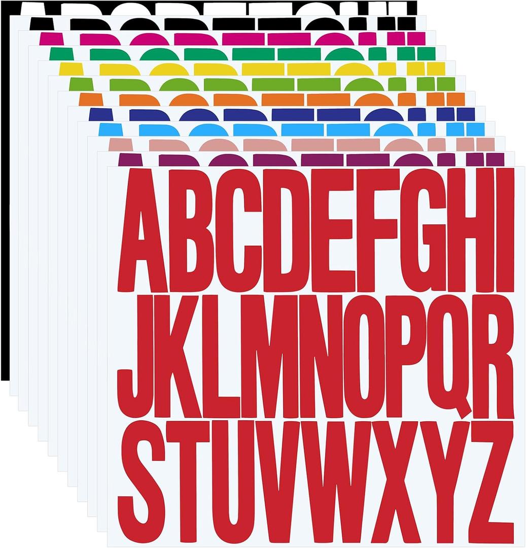 3 inch 12 Sheets Alphabet Stickers, 12 Colors Self Adhesive Vinyl Letter Stickers Aesthetic, Waterproof Letter Sticker for Water Bottles, Door, Car, Scrapbooking, Poster, Cup