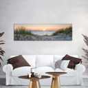 Sunset Beach Wall Art Bathroom Decor Coastal Sea Canvas Picture Ocean Seascape Seaside Scene Prints Modern Seashore Grass Sand Dunes Painting Nature Artwork Bedroom Living Room Home Decorations 14x48"