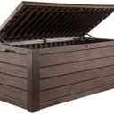 Amazon.com : Keter Westwood 150 Gallon Deck Box Organizer, Doubles as 2-Person Bench Seat, Brown  Large Resin Outdoor Storage and Seating with Lockable Lid for Garden, Pool, and Patio : Patio, Lawn & Garden