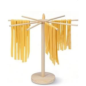 Wood Pasta Drying Rack, Collapsible Fresh Pasta Drying Racks with 9 Arms, Large Dryer Stand for Homemade Noodle Spaghetti, Tagliatelle, Fettuccine Hanger