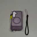 RMOCR for Samsung Galaxy S25 Case with Screen Protector+Lanyard Wrist Strap,Magnetic Translucent Matte Rugged Slim Phone Cover Built in Invisible Kickstand [Fit for MagSafe],2025 Purple